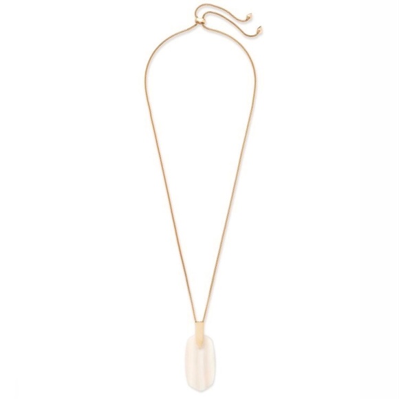Kendra Scott Inez White Ivory Mother of Pearl Rose Gold Long Necklace $90 Box - Picture 4 of 16